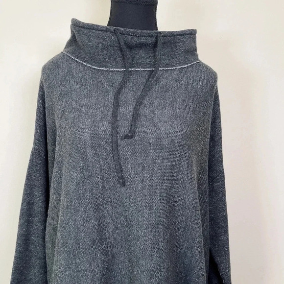 Eileen Fisher Womens Size Small Tunnel Neck Long Sleeve Heathered Grey Top - Picture 3 of 15